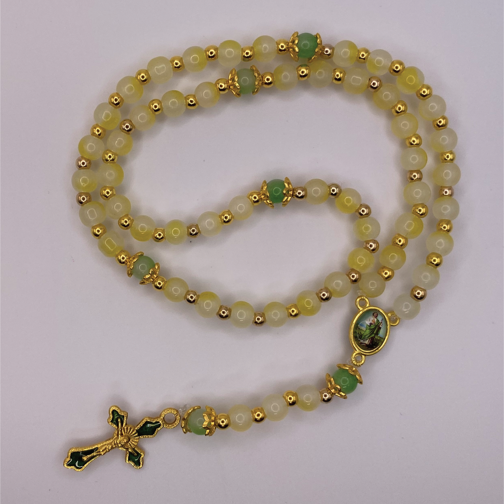 Yellow Green Small Full 5 Decade Gold Rosary