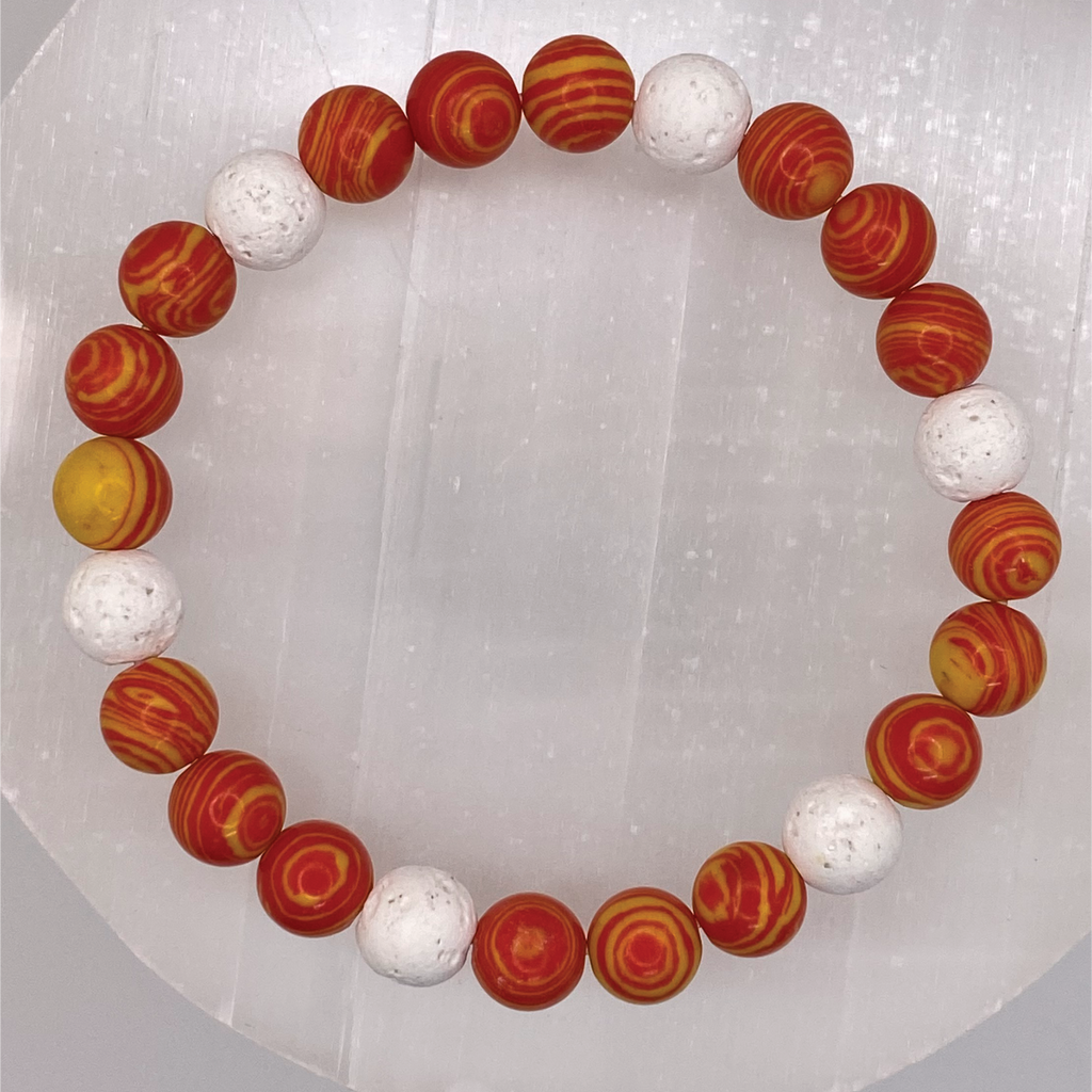 Orange Sea Glass Okenite Bracelet