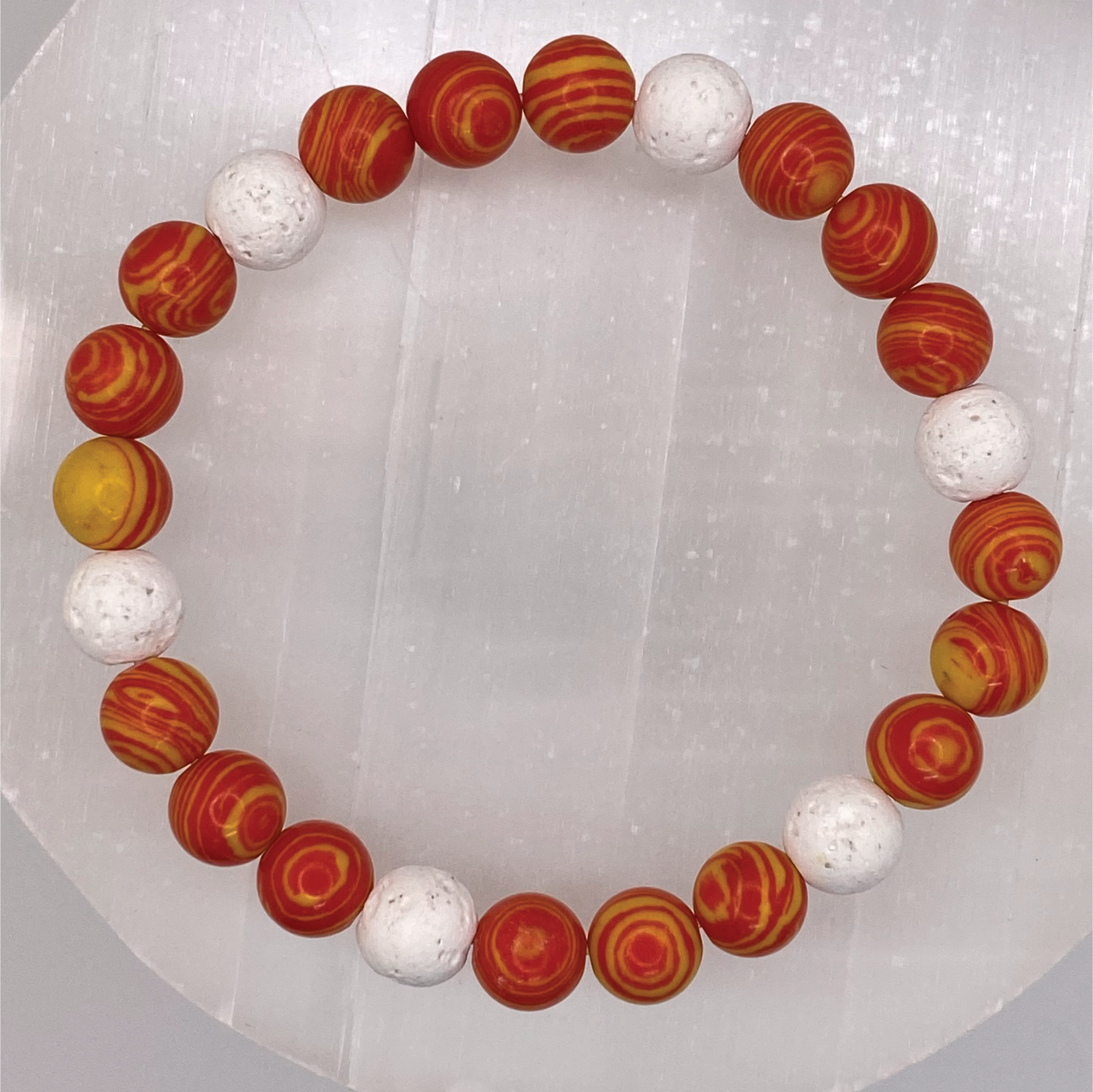 Orange Sea Glass Okenite Bracelet