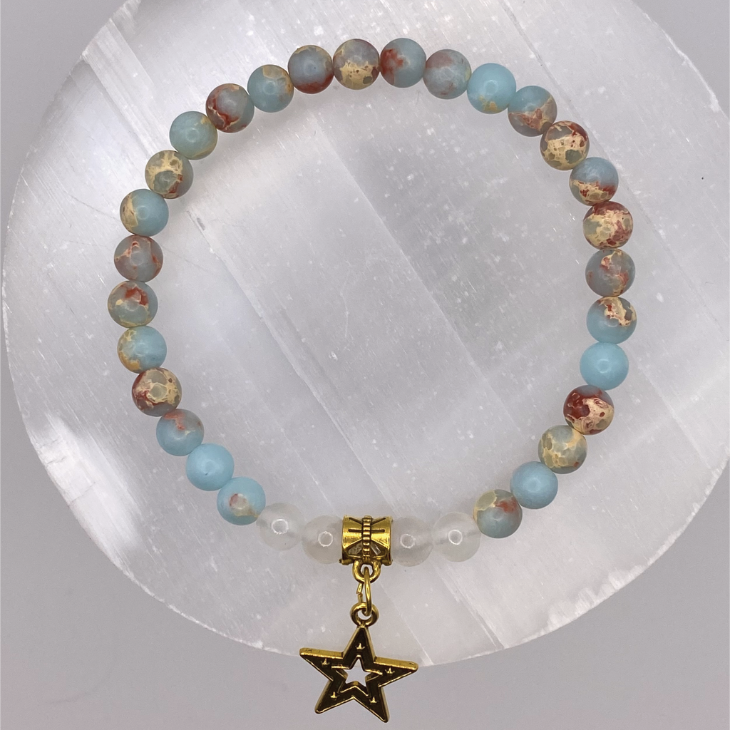 Opalite Milky Quartz Star Charm Bracelet