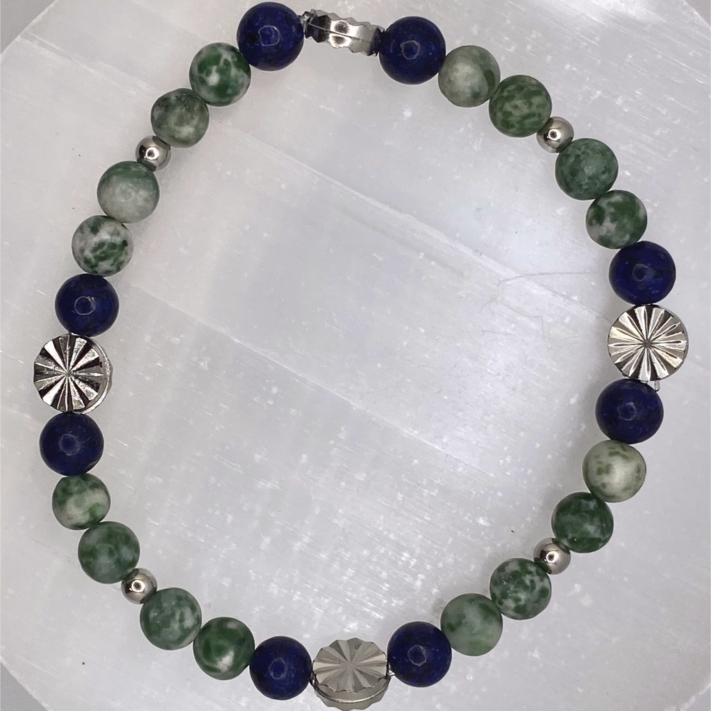 Tree Agate Sodalite Bracelet with Silver Spacers
