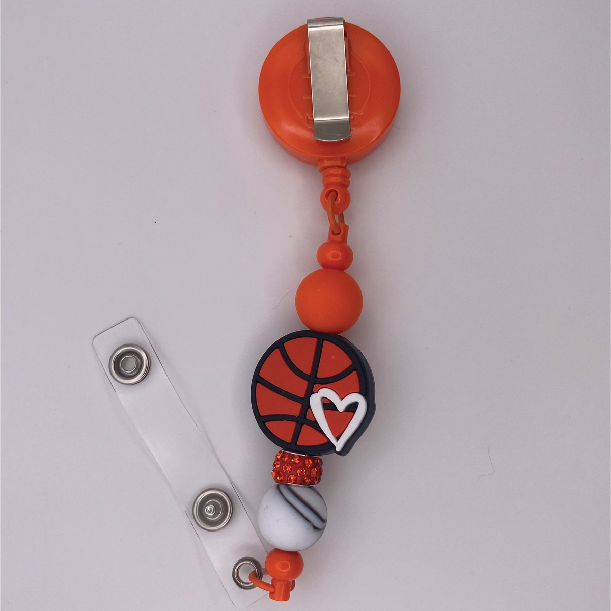 Orange White Basketball Badge Holder