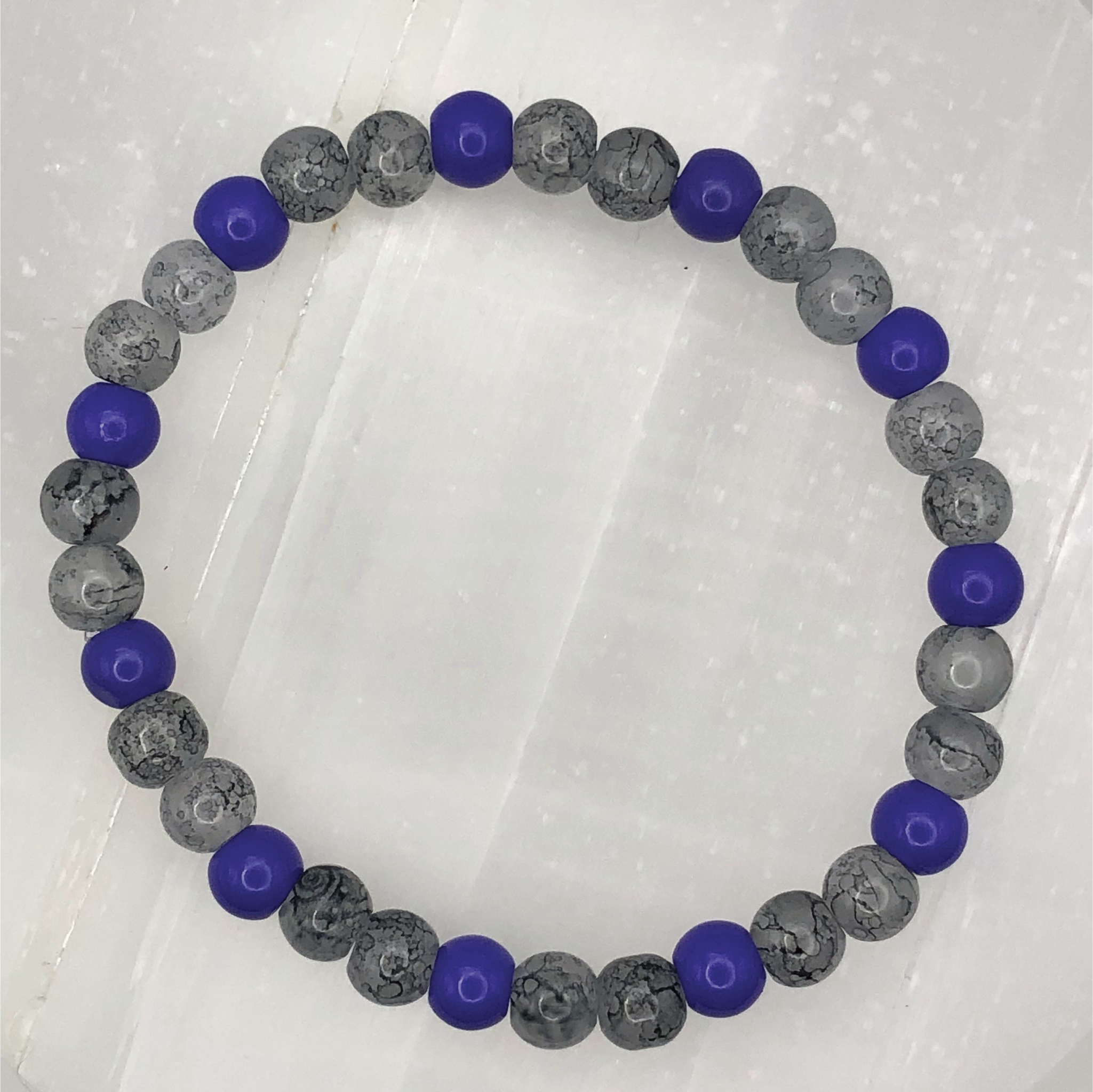 Gray Blue Glass Bracelet
