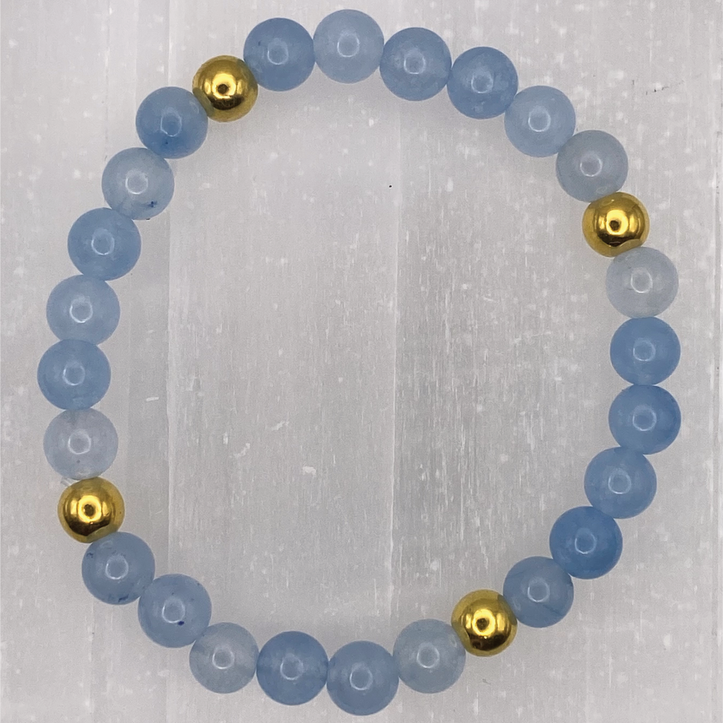 14.5 cm (5.7") Aquamarine Bracelet with Gold Spacers