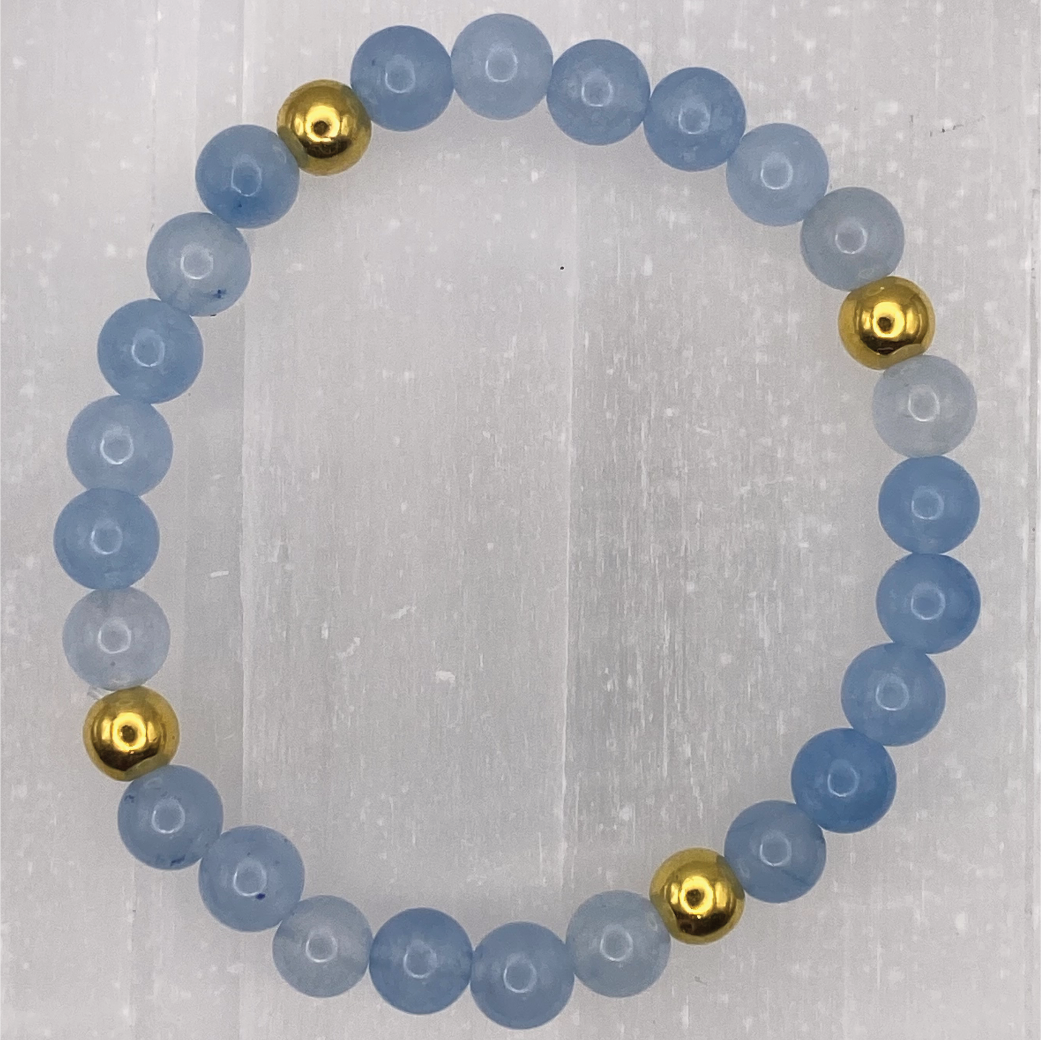 14.5 cm (5.7") Aquamarine Bracelet with Gold Spacers