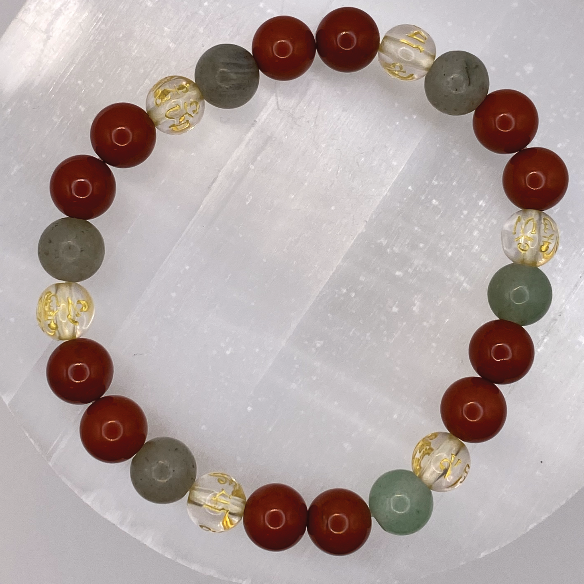Carnelian Agate Green Chalcedony Pixiu Bracelet