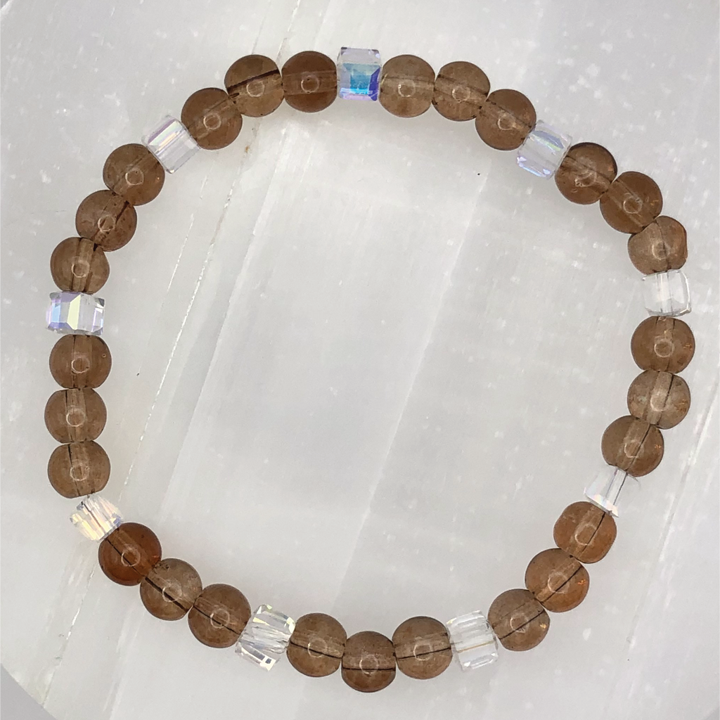 Champagne Glass Bracelet with Square Crystal Spacers
