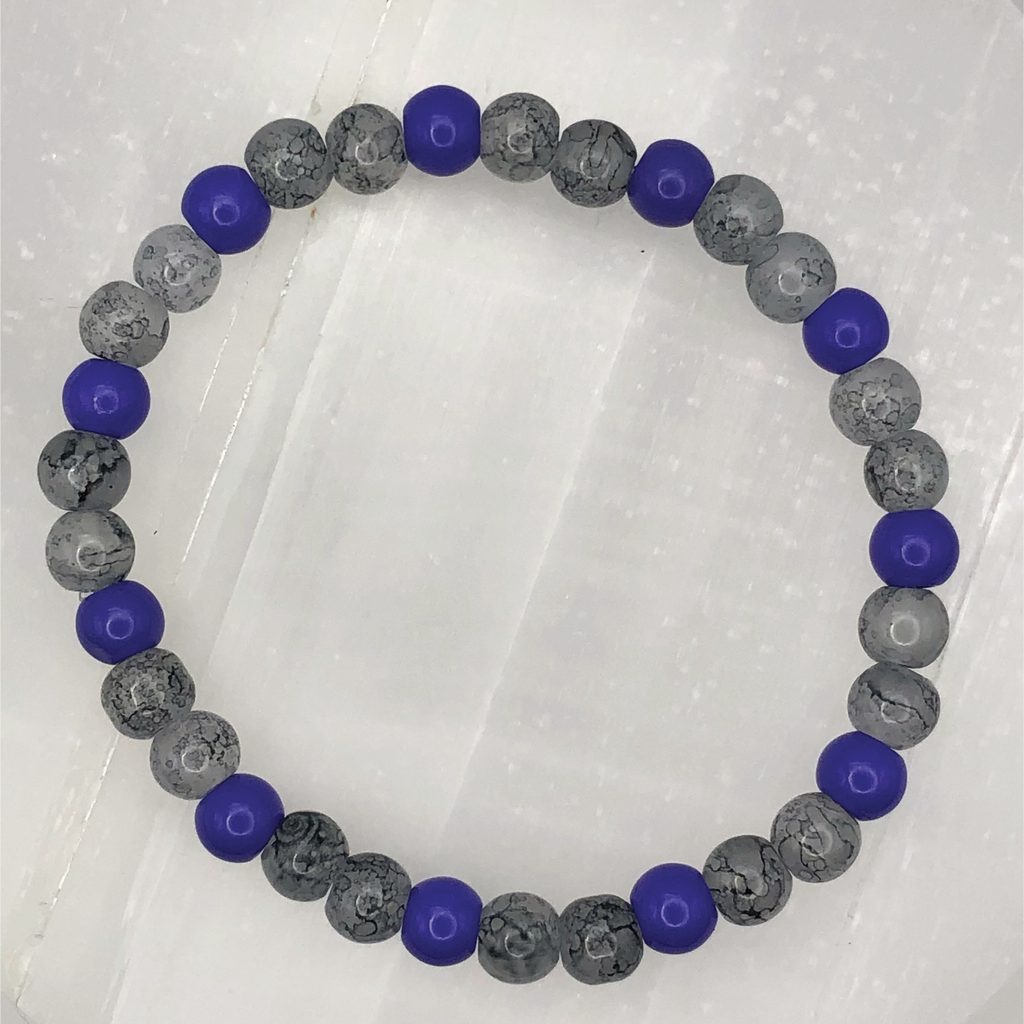 Grey Blue Glass Bracelet