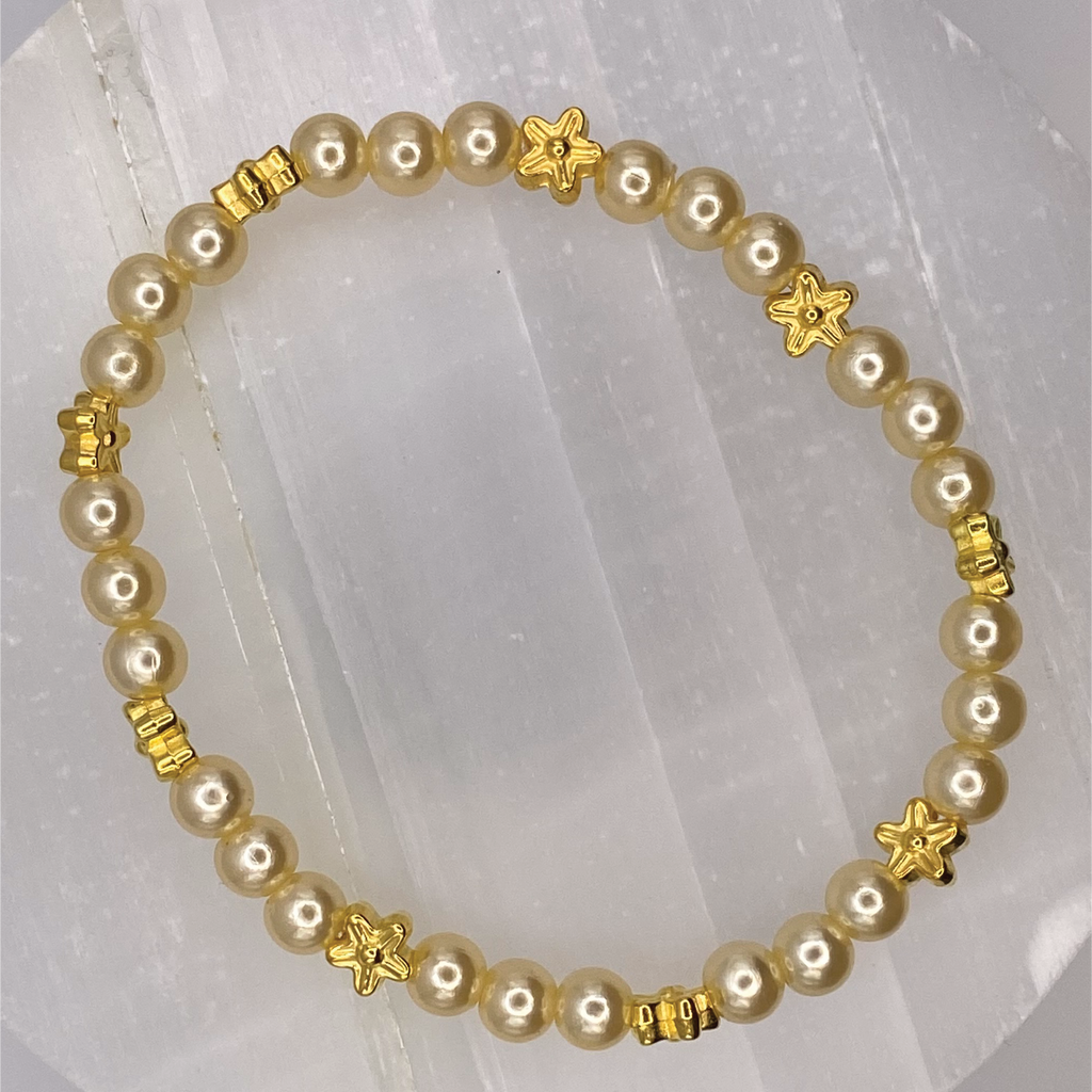 Golden Glass Bracelet with Gold Star Spacers