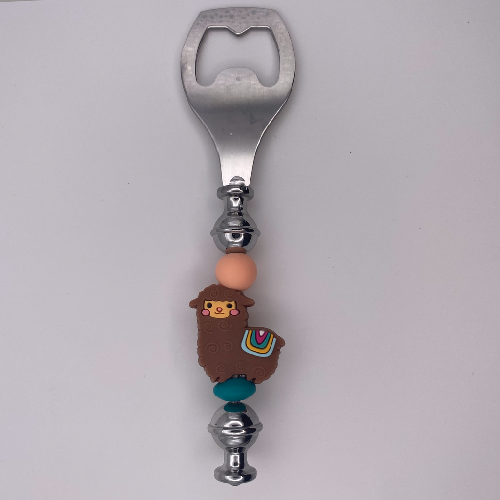 Beige Brown Llama Bottle Opener