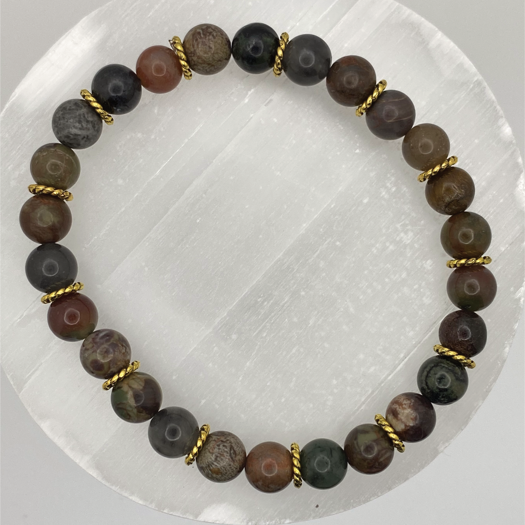 Picasso Stone Bracelet with Gold Disc Spacers