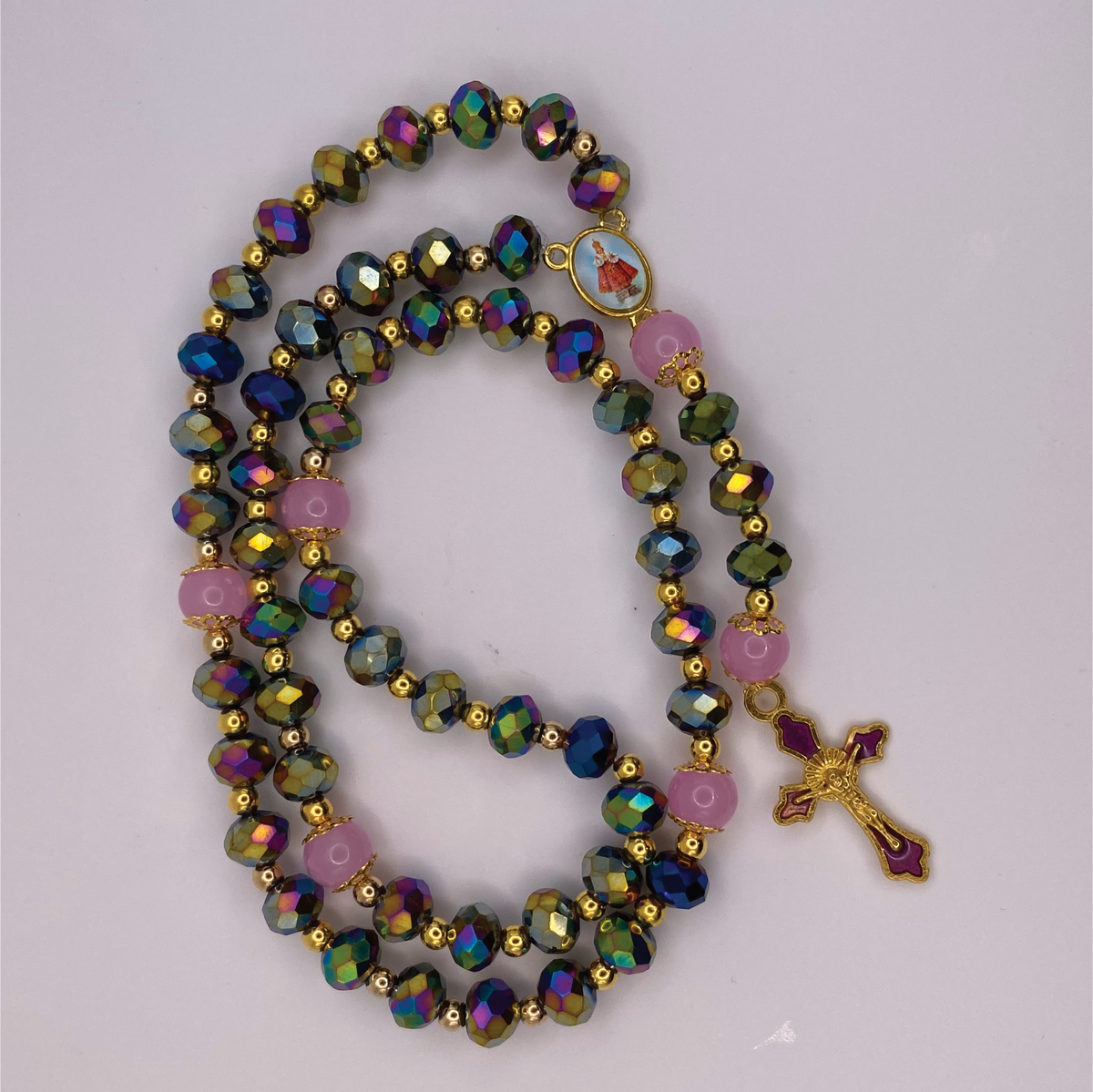 Chromatic Faceted Full 5 Decade Gold Rosary