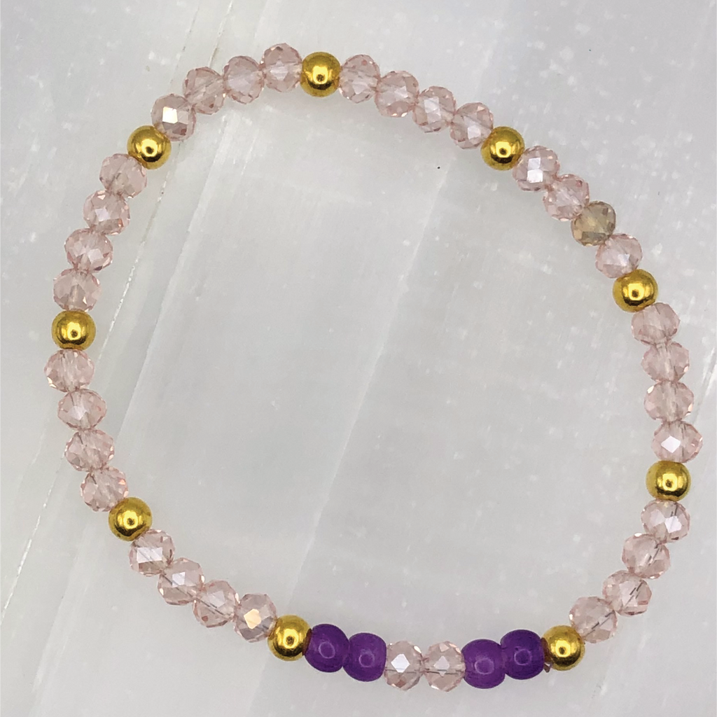 15.5 cm (6.1") Purple Pink Bracelet with Gold Spacers