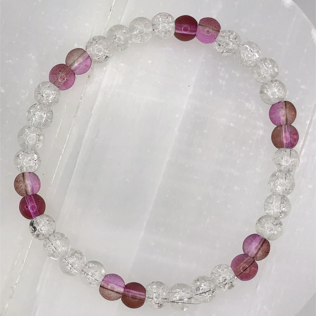 Cranberry Crystal Glass Bracelet