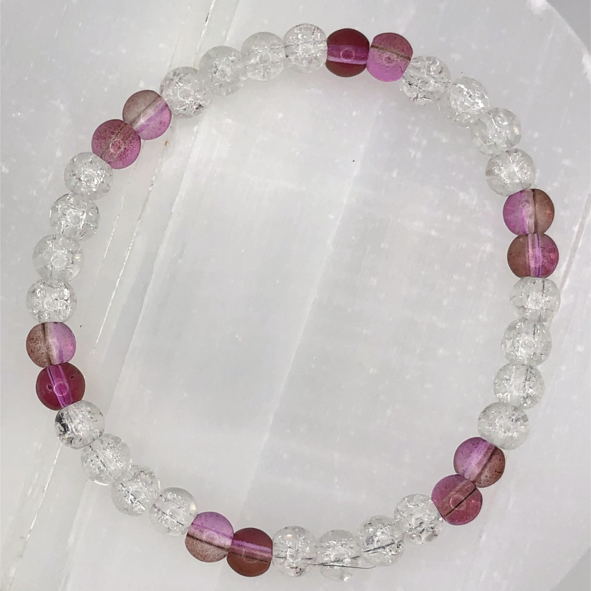 Cranberry Crystal Glass Bracelet
