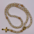 Clear Champagne Small Full Decade Gold Rosary