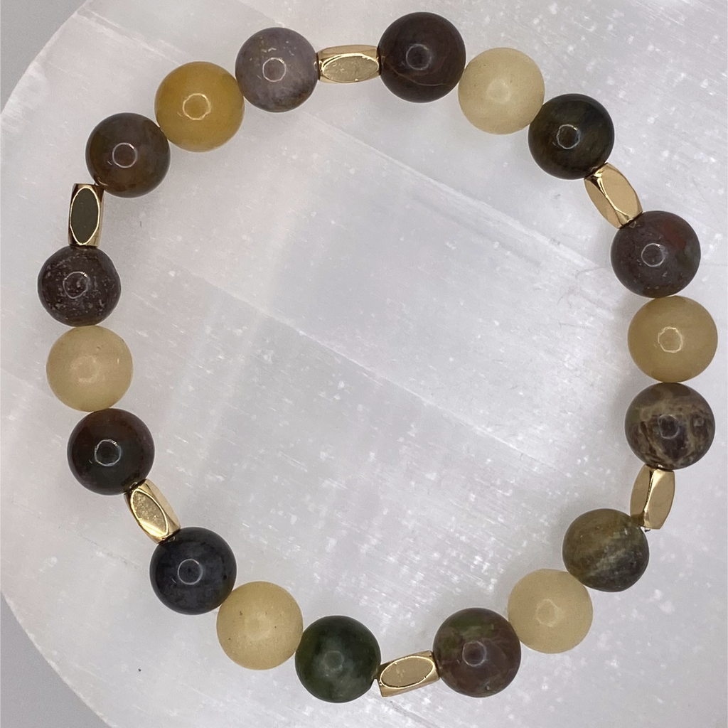 Oriental Agate Bracelet with Gold Spacers