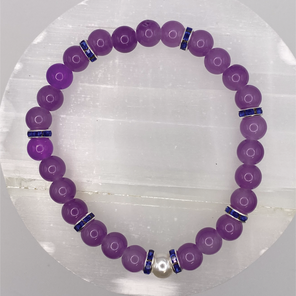 Pulsera de Cristal Perla Morada con Separadores de Cristal