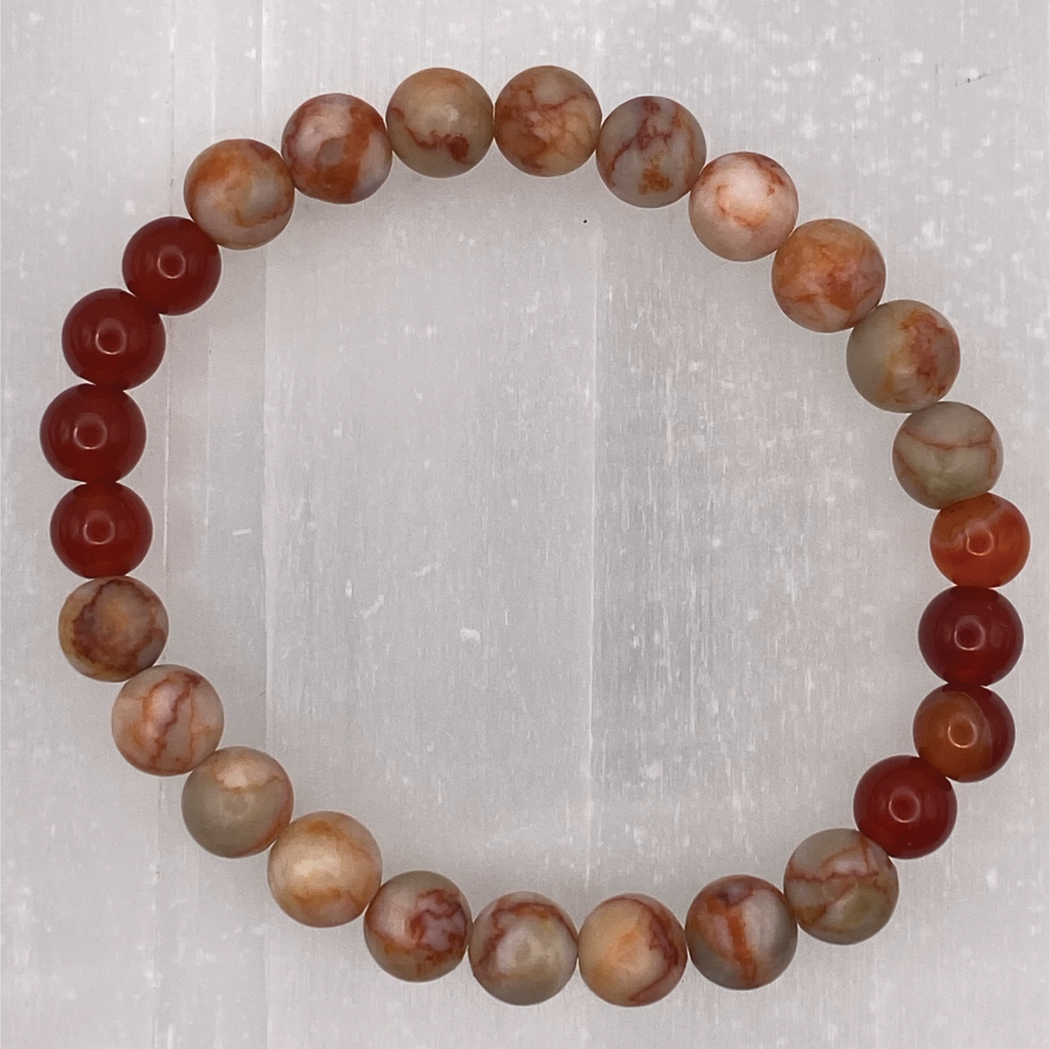 14 cm (5.5") Carnelian Agate Chalcedony Agate Bracelet
