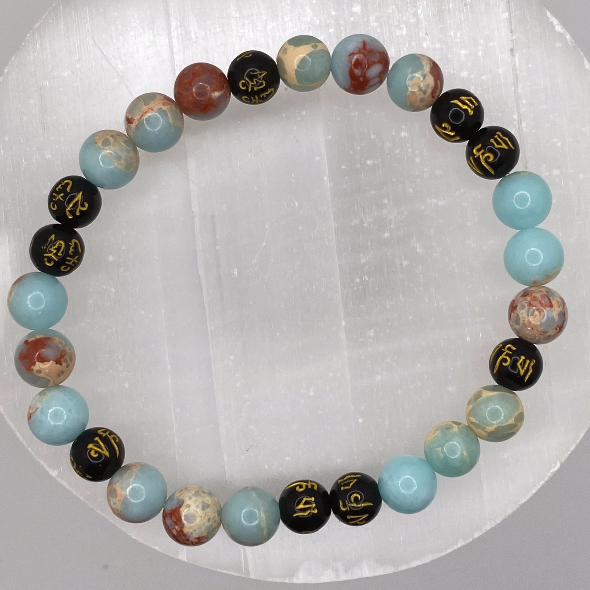 Blue Calcite Black Pixiu Bracelet