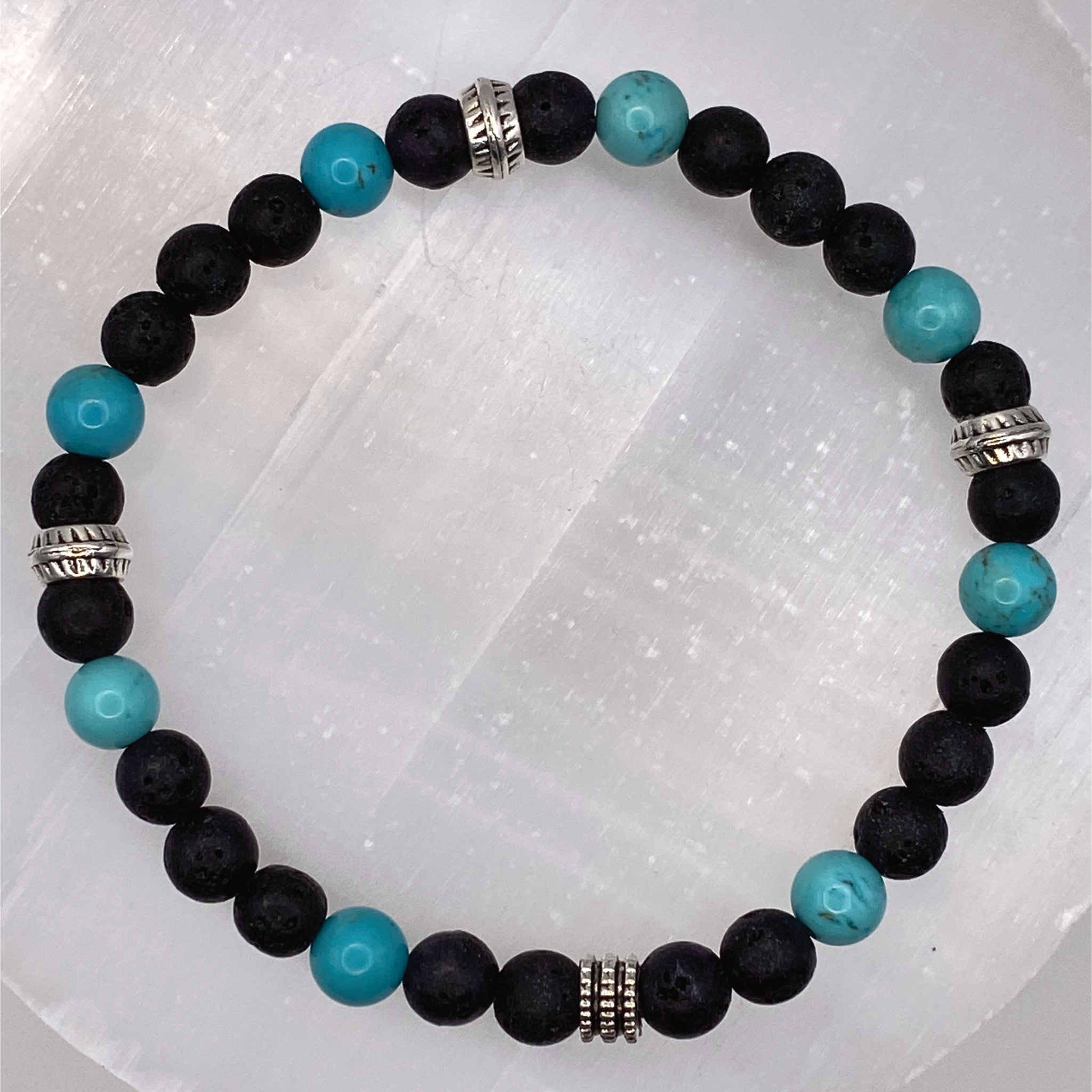 Tektite Blue Howlite Bracelet with Silver Spacers