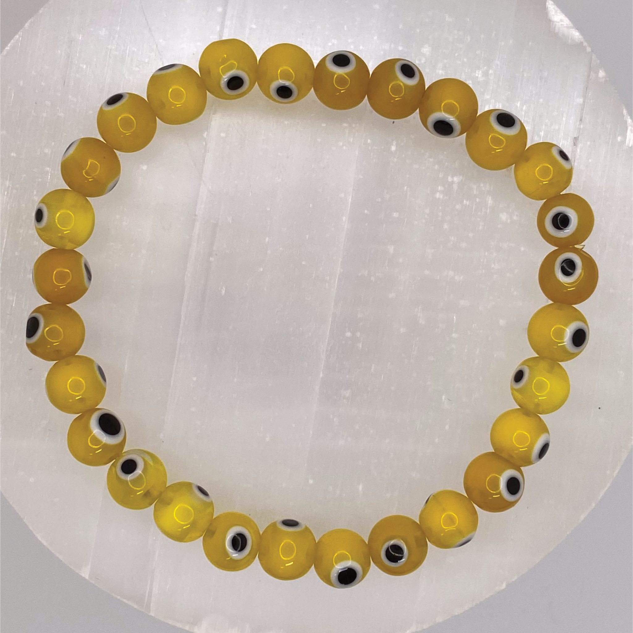 Yellow Sea Glass Evil Eye Bracelet