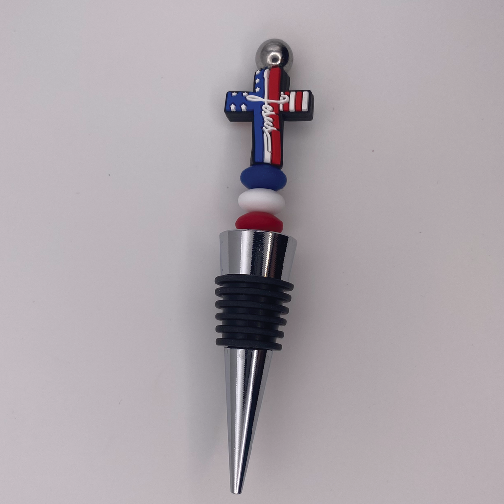 Patriotic Religious Cross Wine Stopper