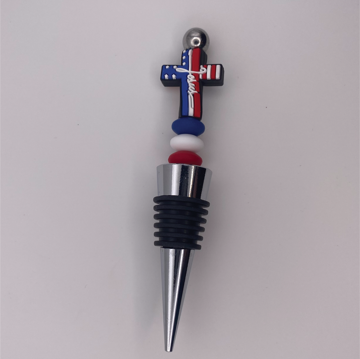 Patriotic Religious Cross Wine Stopper