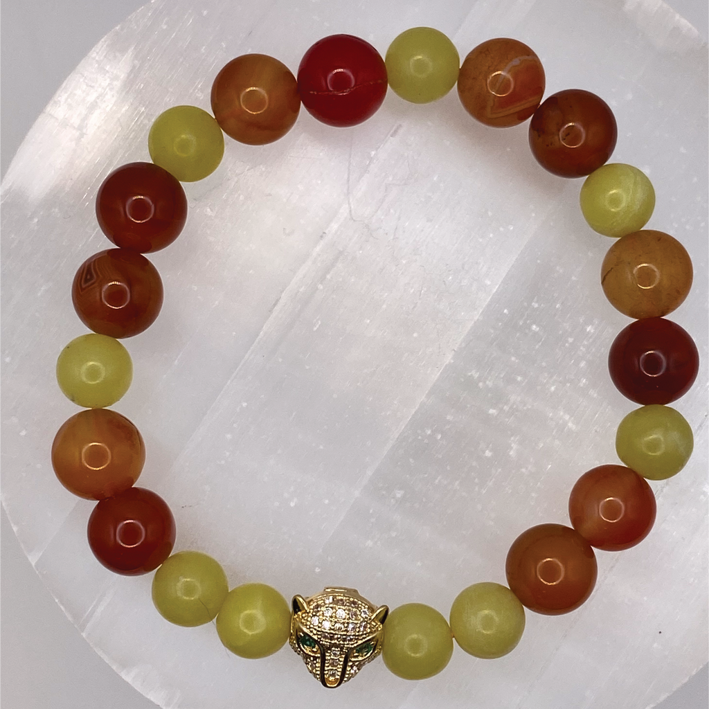 Carnelian Agate Serpentine Charm Bracelet
