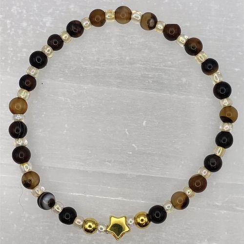 14 cm (5.5") Amber Crystal Gold Star Bracelet with Gold Spacers