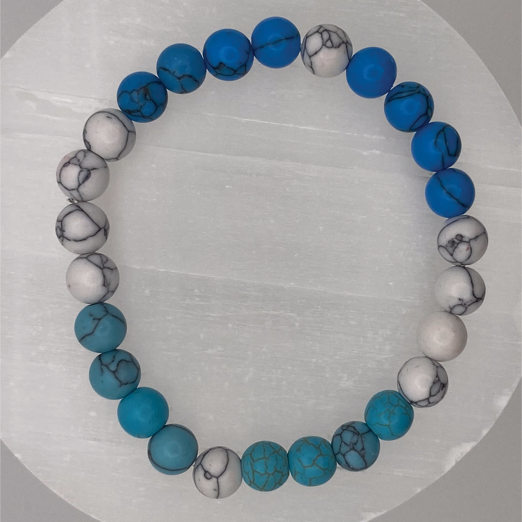 Pulsera de Howlita Blanca y Azul