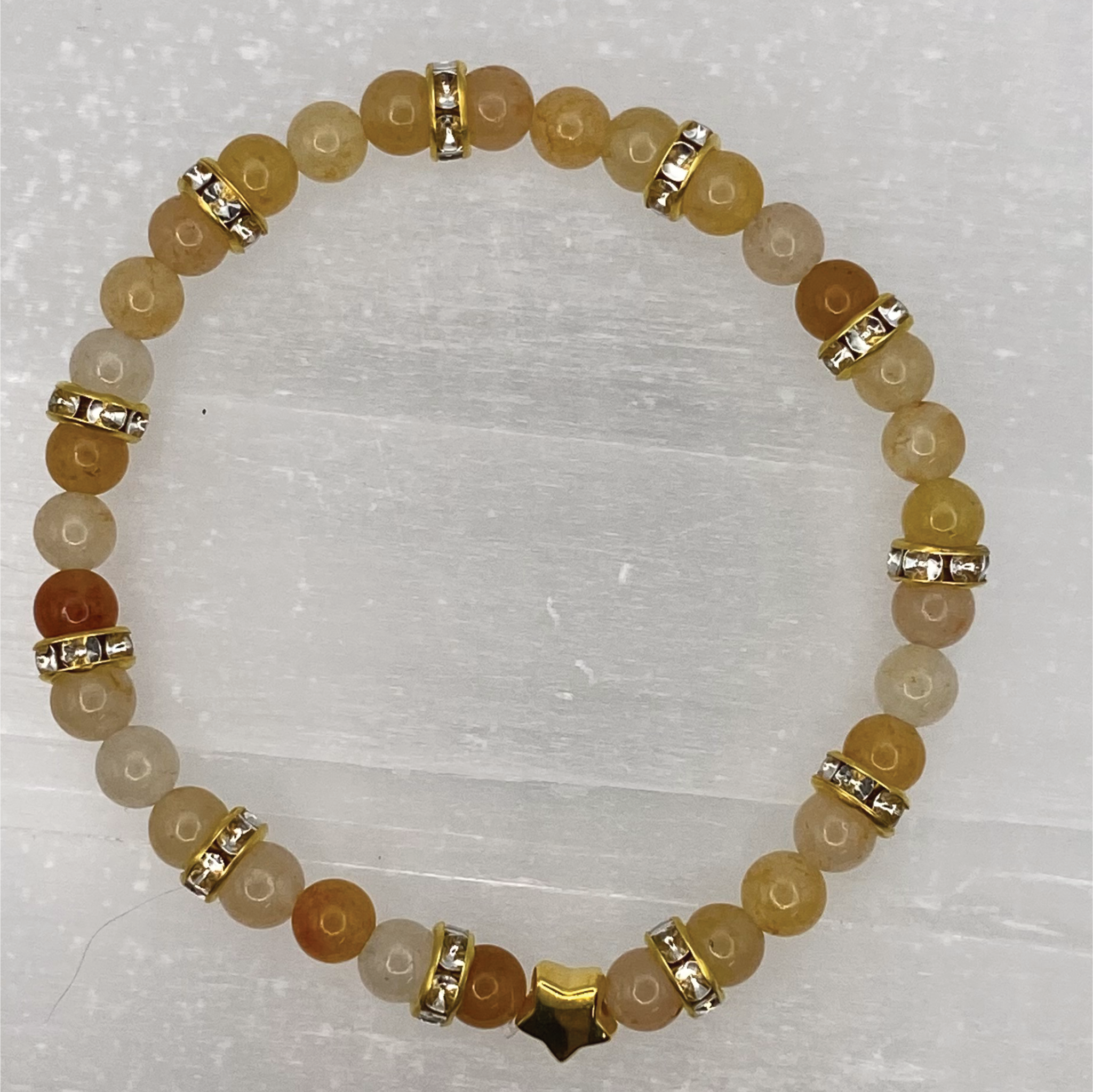 14 cm (5.5") Oriental Agate Bracelet with Crystal Spacers and Gold Star