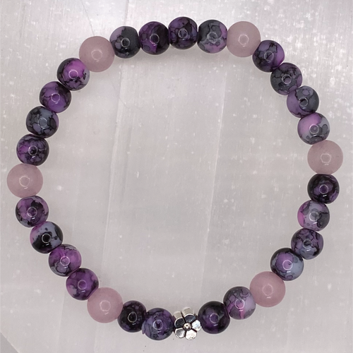 Amethyst Pink Quartz Bracelet with a Silver Spacer