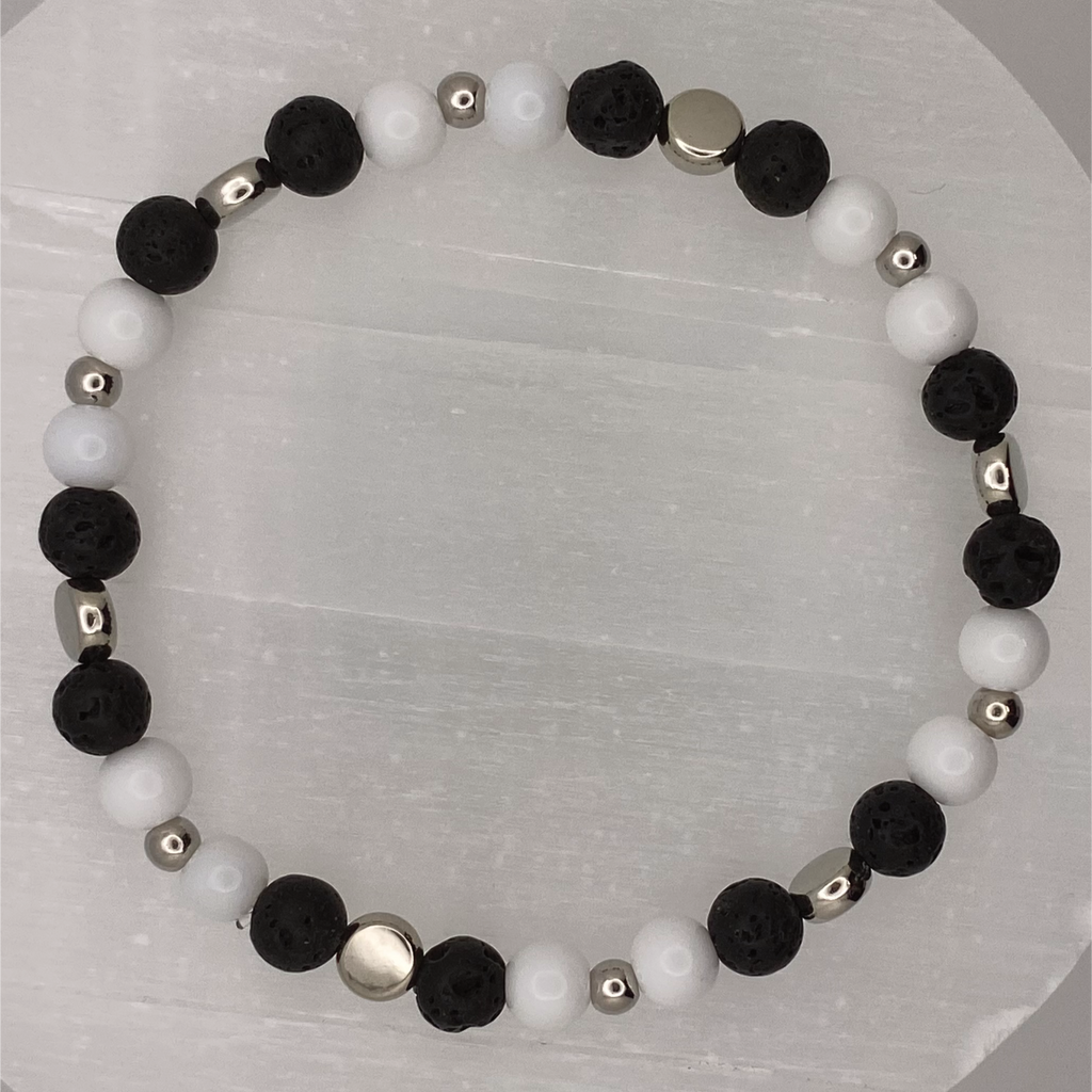 Pulsera de Magnesita Tektite con Separadores de Plata