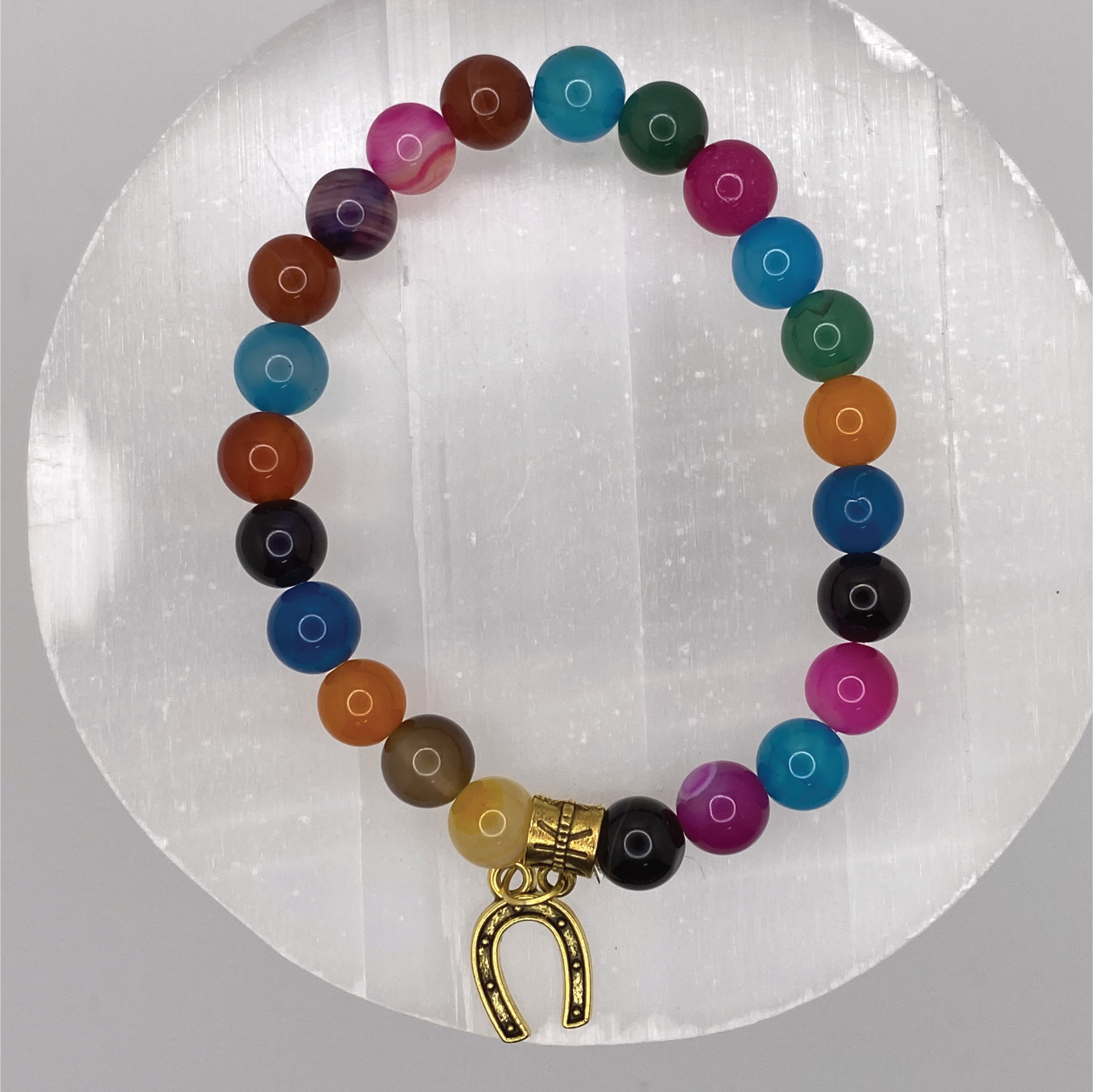 Multicolored Dragon Vein Horseshoe Charm Bracelet