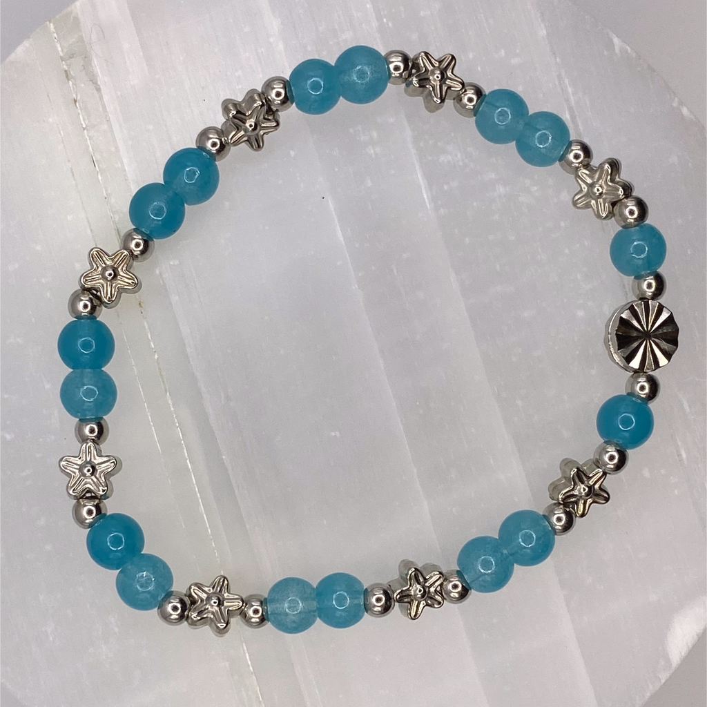 Blue Silver Stars Glass Bracelet