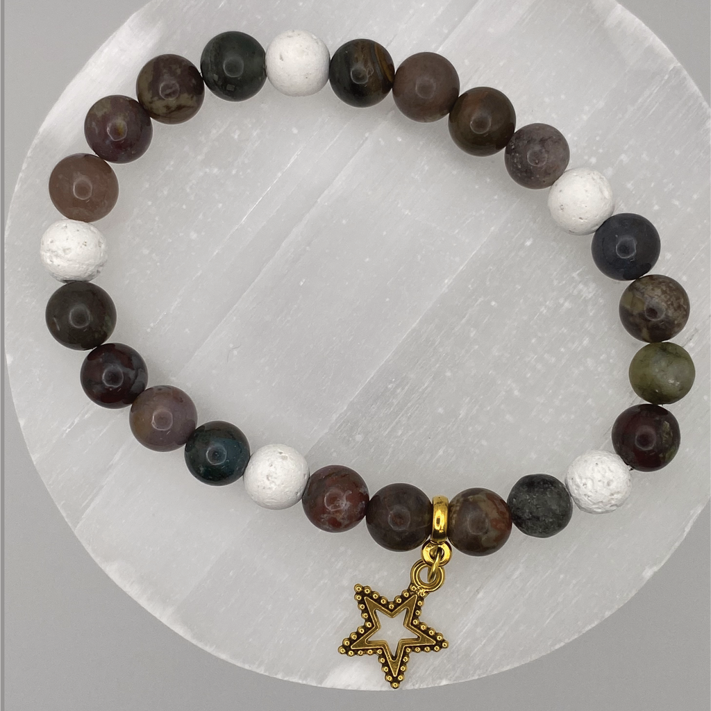 Pulsera con abalorio de estrella de magnesita mokaíta