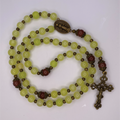 Lime Yellow Brown Spacer Full 5 Decade Bronze Rosary