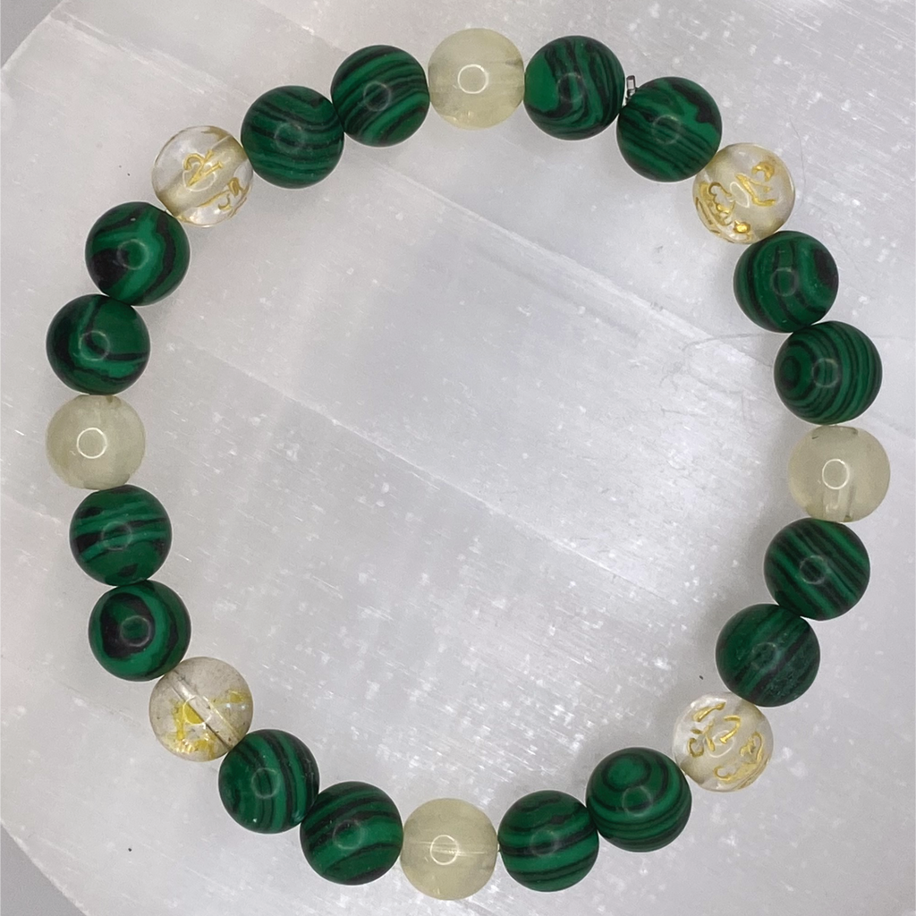 Pulsera de Pixiu transparente de Malaquita y Citrino