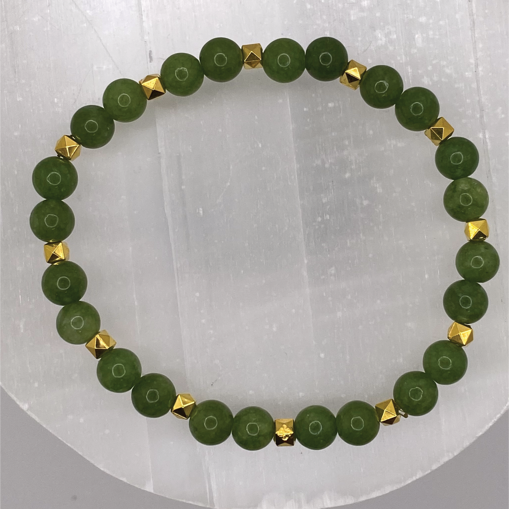 Jadeite Bracelet with Gold Tone Spacers