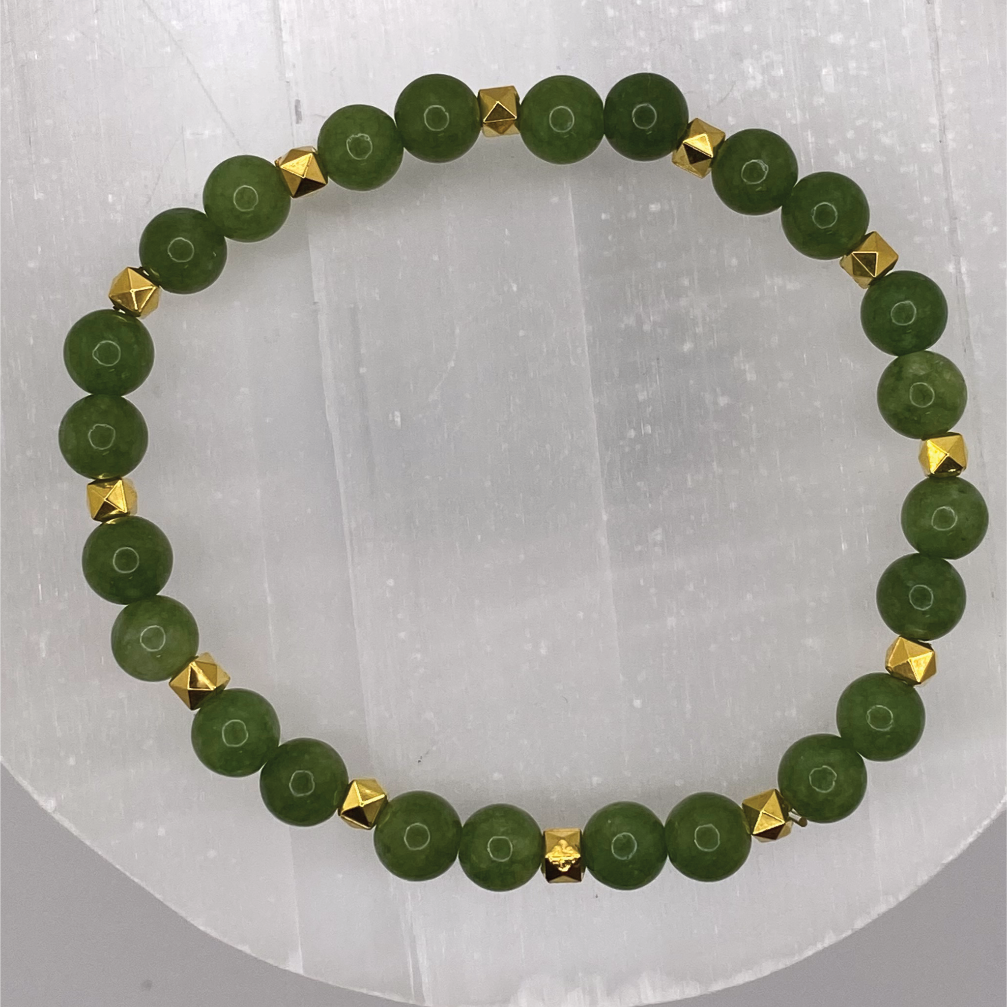 Jadeite Bracelet with Gold Tone Spacers