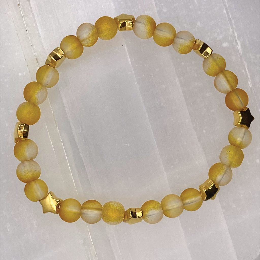 15 cm (5.9") Yellow Bracelet with Gold Star Spacers