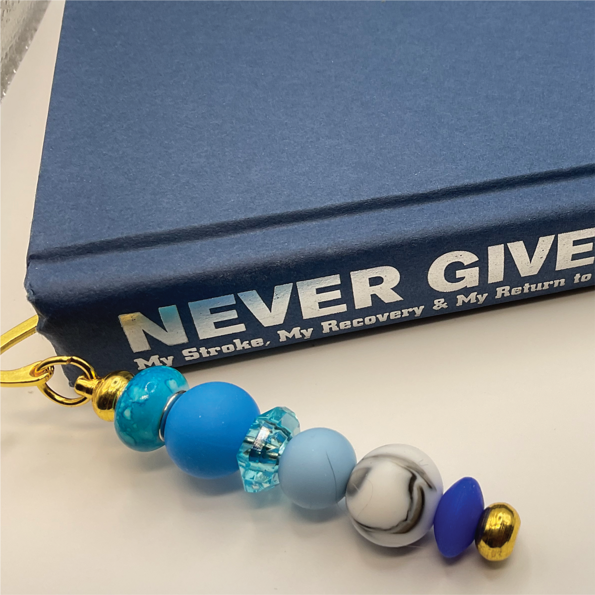 Blue Black Swirl Gold Bookmark