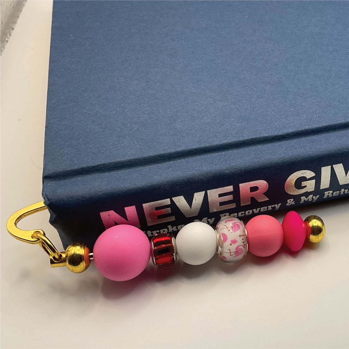 Pink Flamingo White Red Gold Bookmark