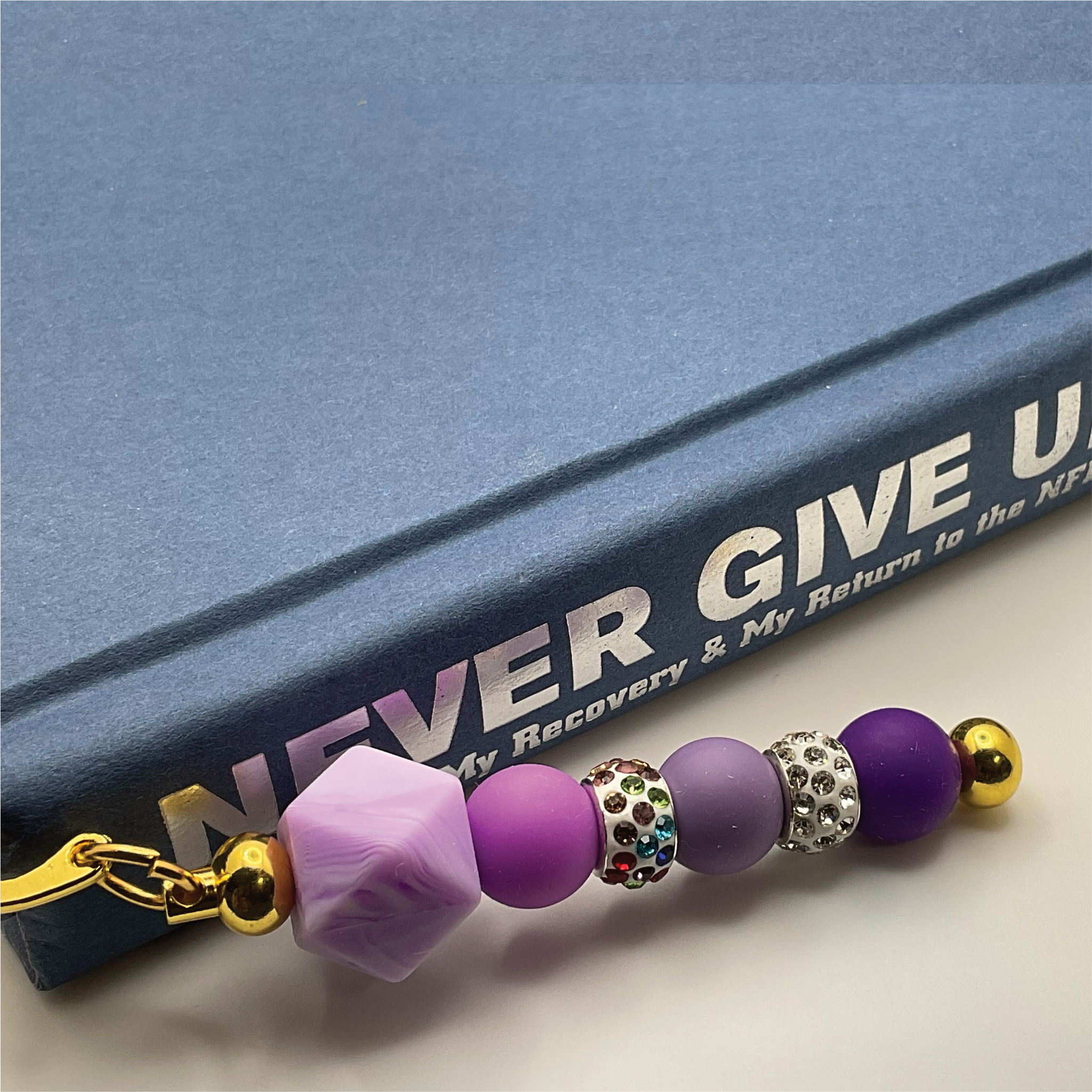 Purple Multicolored Crystal Bookmark