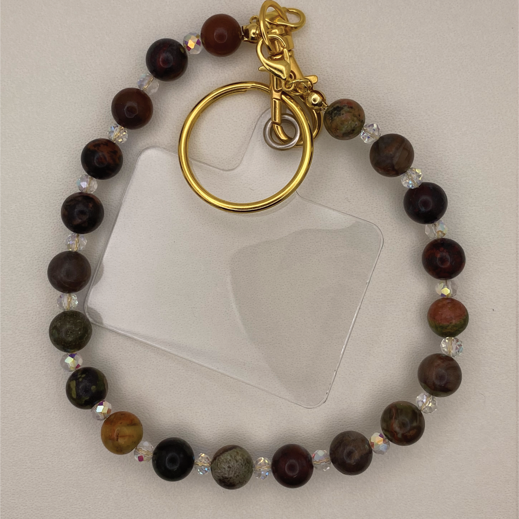 Polychrome Jasper Clear Crystal Phone Strap