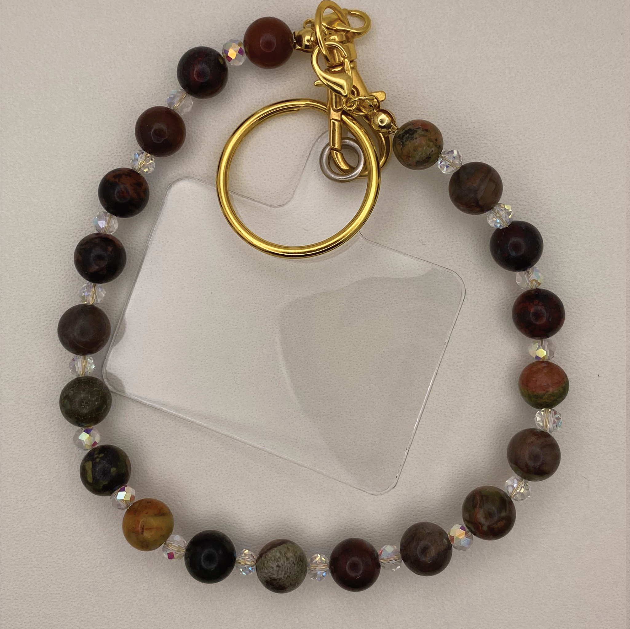 Polychrome Jasper Clear Crystal Phone Strap