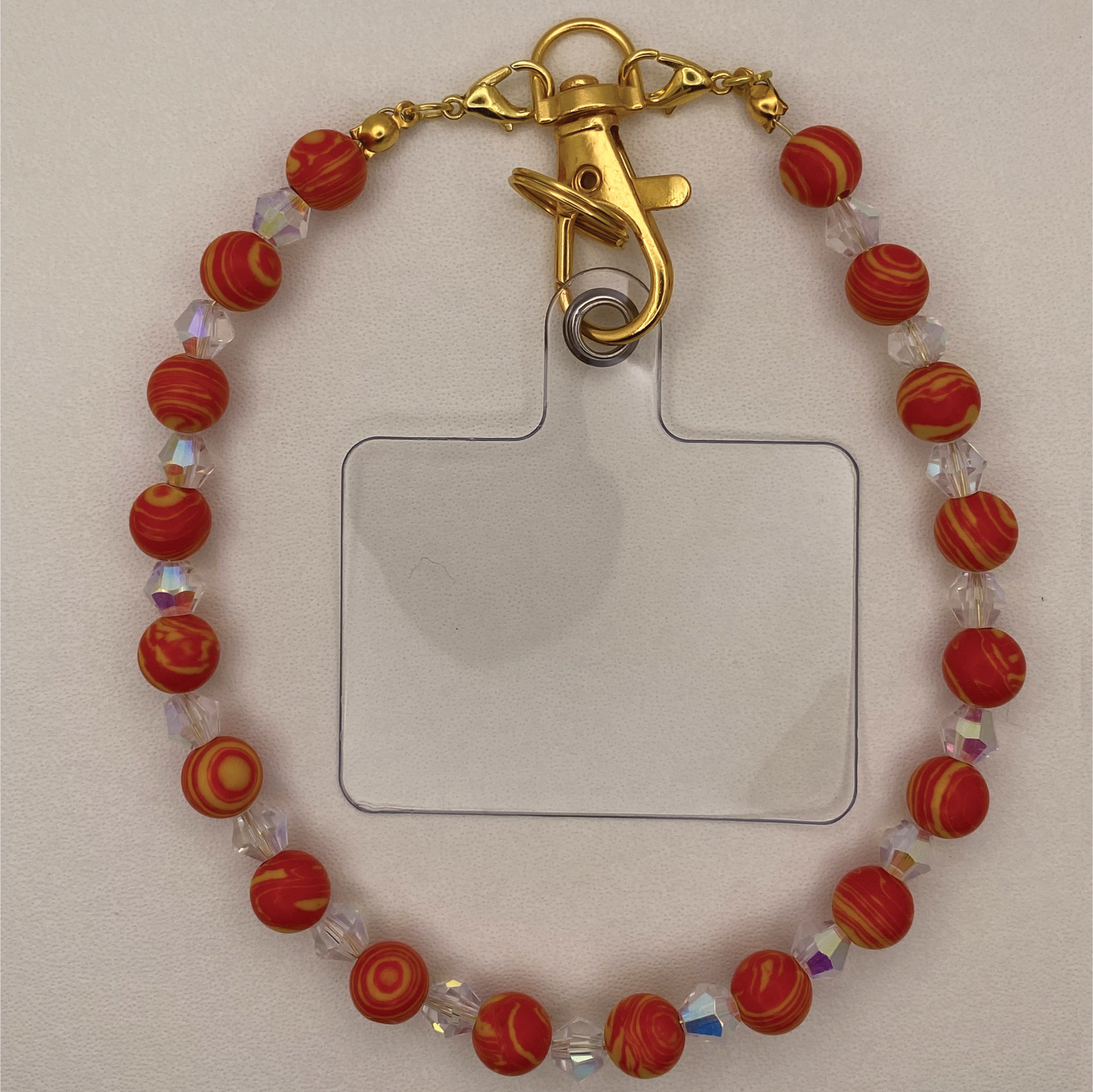 Carnelian Agate Clear Crystal Phone Strap
