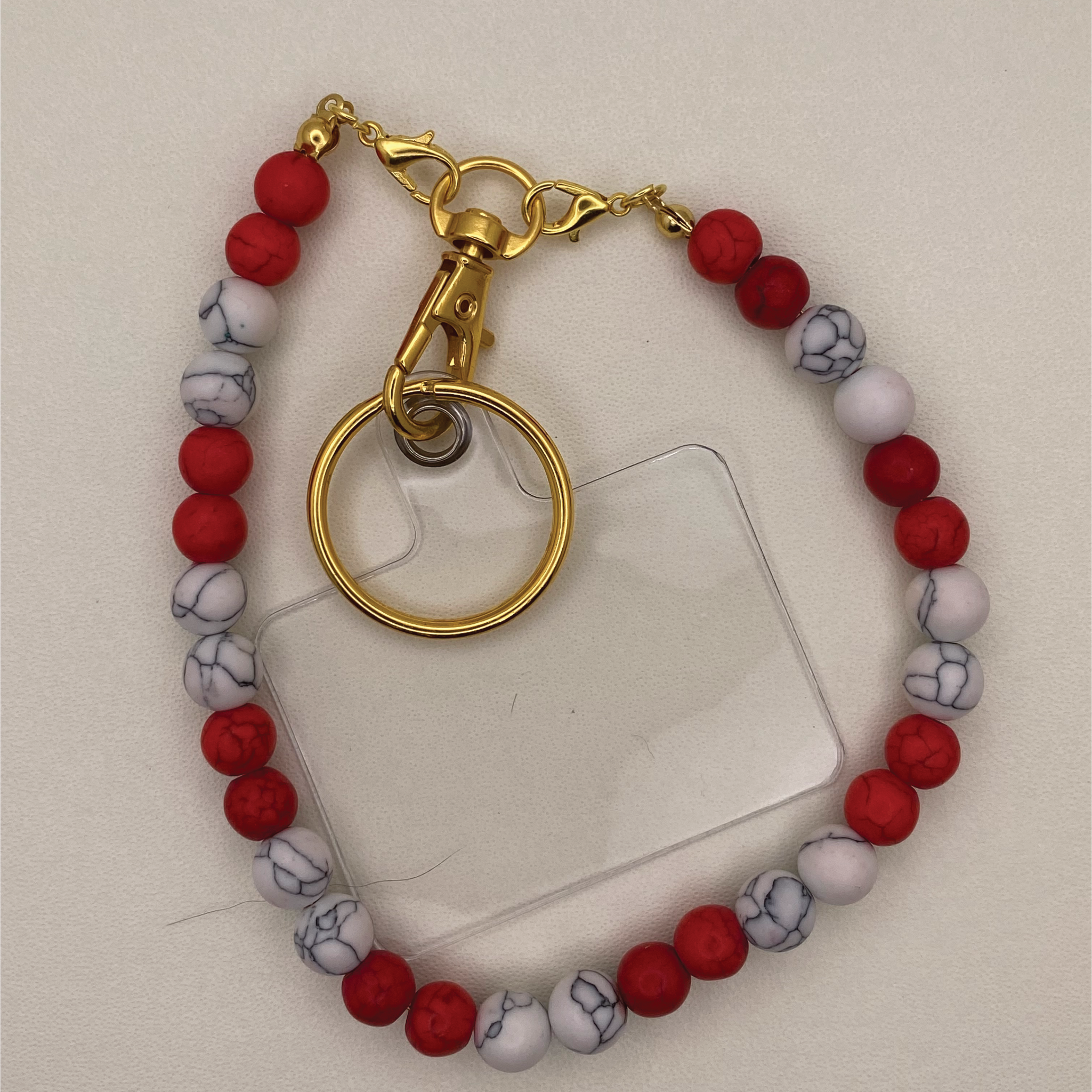 Red White Howlite Phone Strap