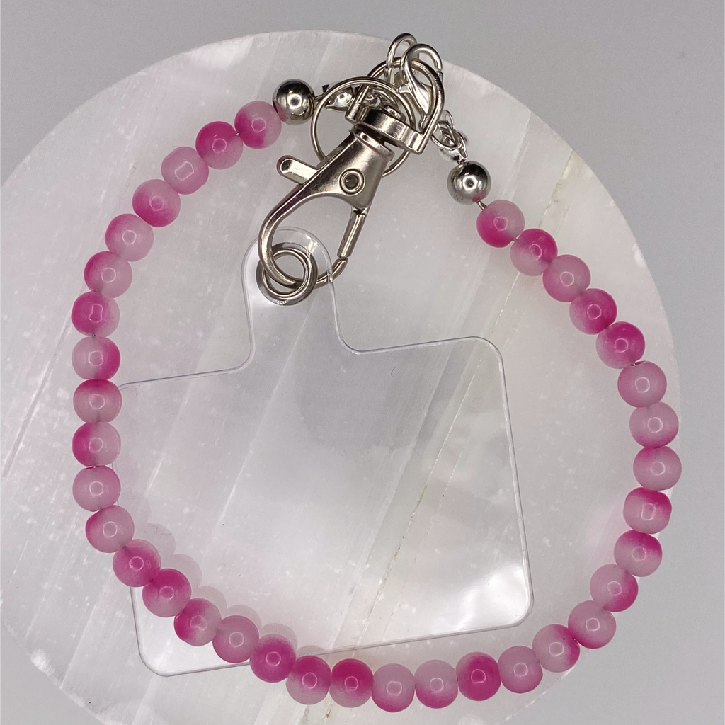 Cloudy Pink Glass Phone Strap